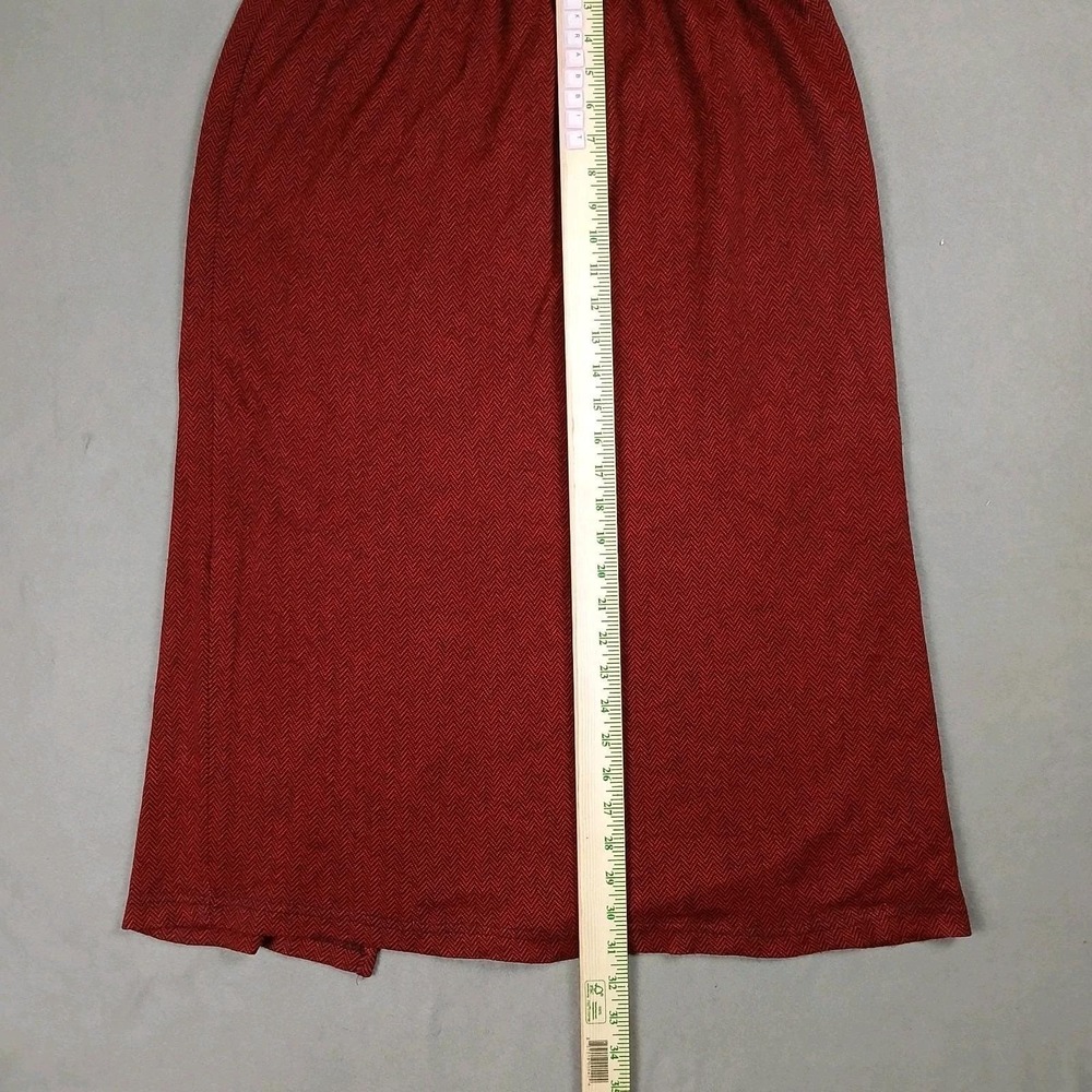 Vintage Fashion Bug Women's Size 14/16 Y2K 90s Red Black Chevron Skirt Slit - Picture 4 of 7